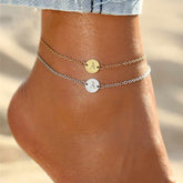 Stainless Steel Gold Plated A - Z Initial Disc Adjustable Bracelet or Anklet Bracelet